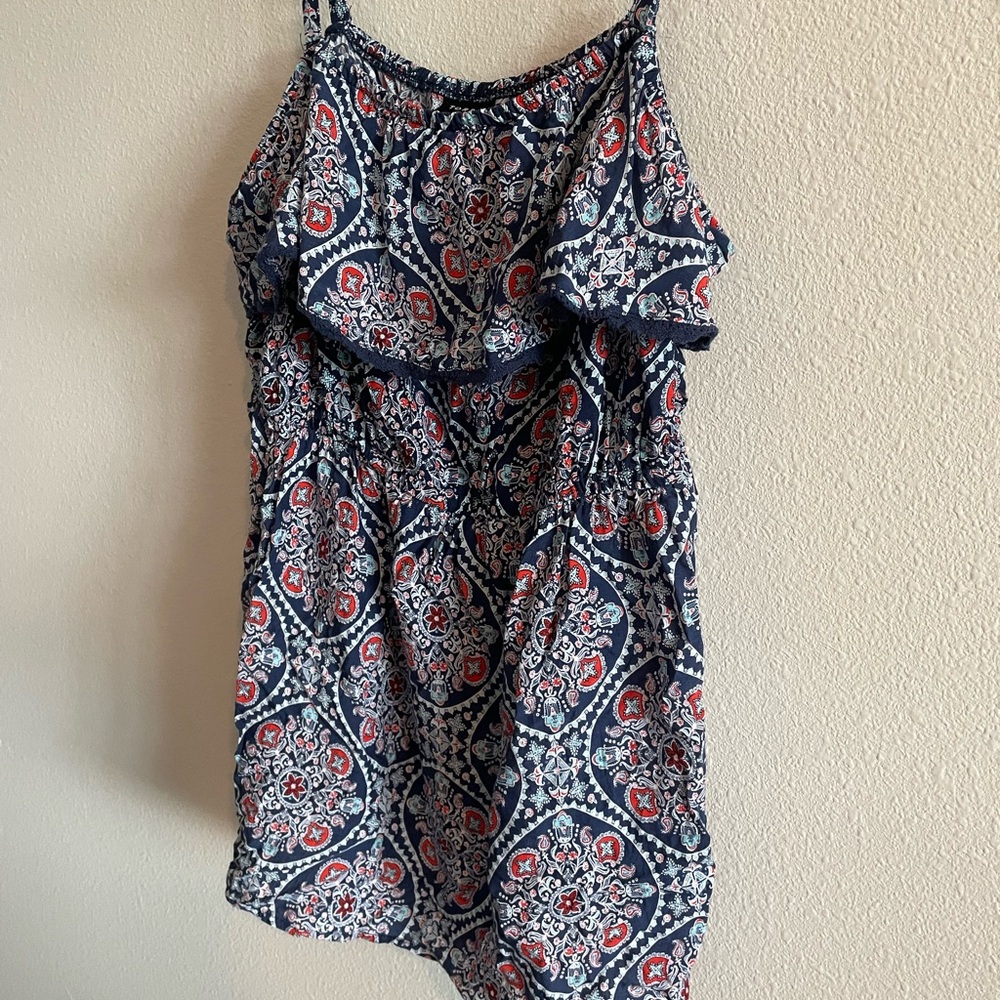 Torrid Babydoll Tank Top Paisley Ruffle Women’s Plus 2X Crochet-Trim Blue/Red - Picture 6 of 9